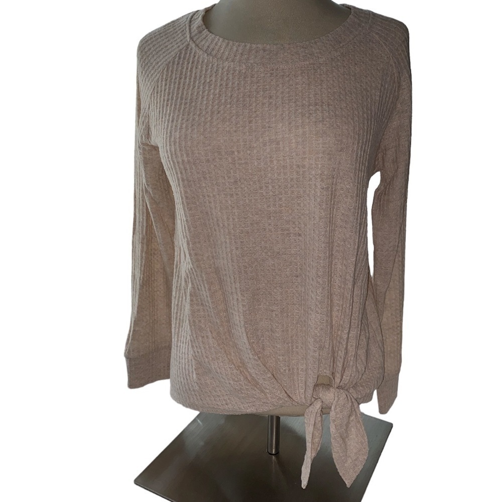 Nine Britton blouse pullover waffled material long sleeve tie @hip Sz Small